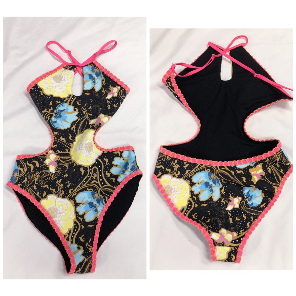 ASOS RIVER ISLAND Floral Cut Out Swimsuit New - Picture 3 of 8